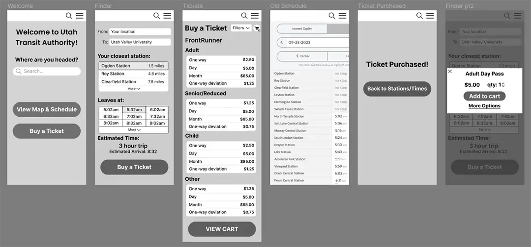 UTA Wireframes