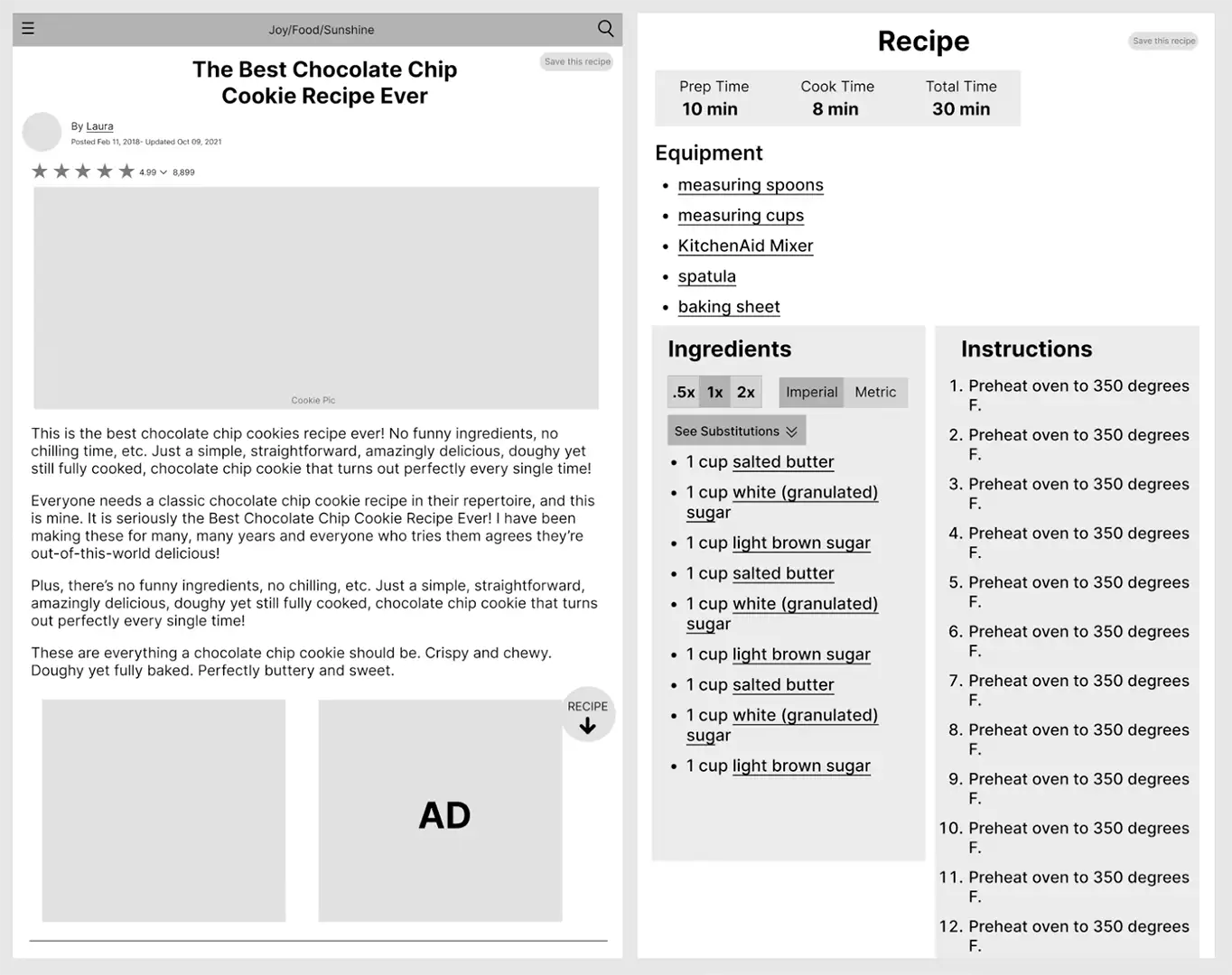 Tablet Wireframes