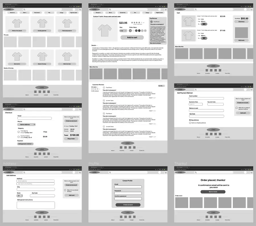 Desktop Wireframes